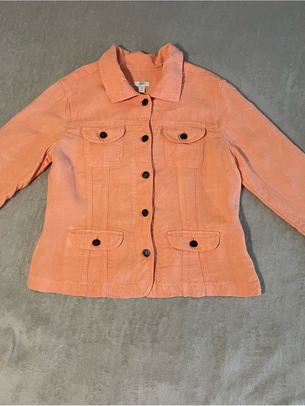 J. Jill Coral/Orange Button-Front Jacket Size Petite Small